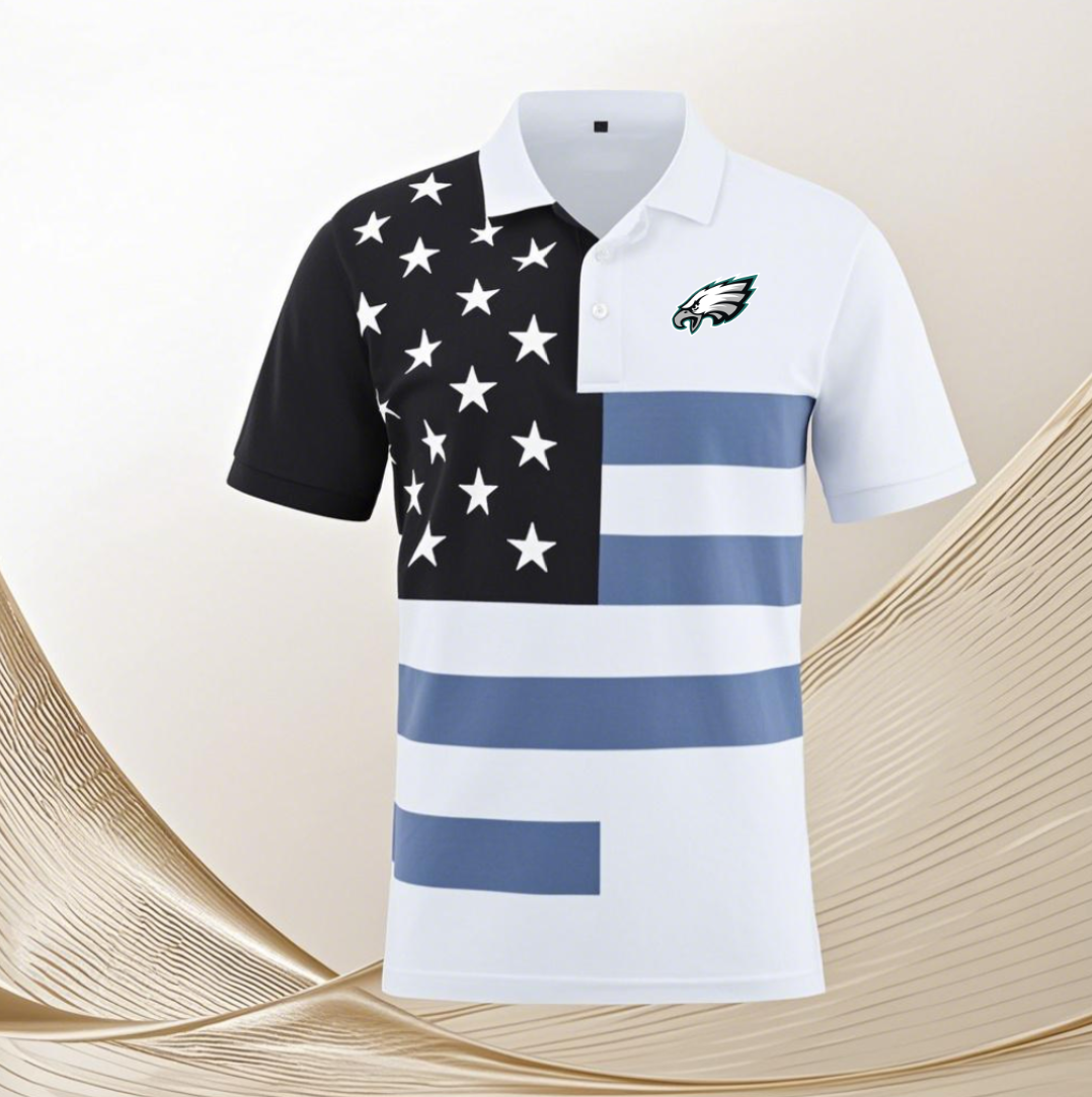 Philadelphia Eagles white #14 Men 2025 NFL polo T shirt